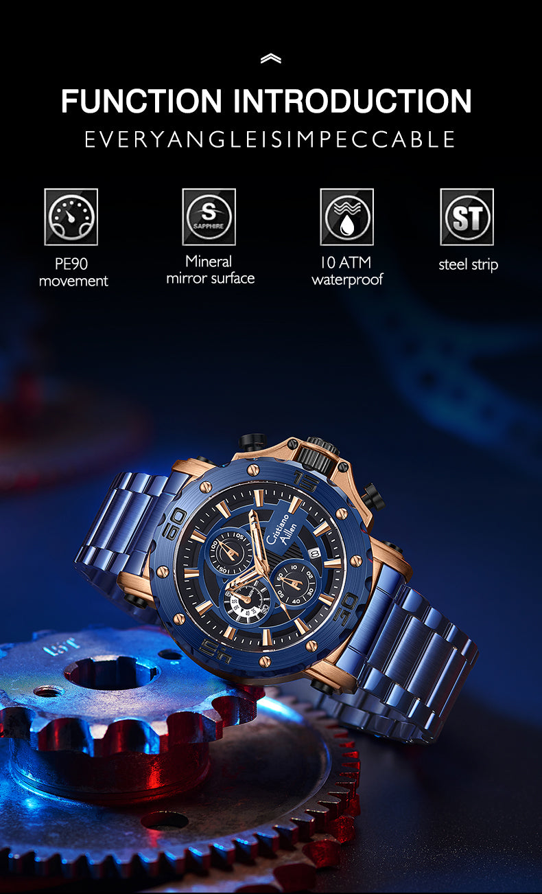 CA-9841 Chronograph Watch - Blue Rose Gold
