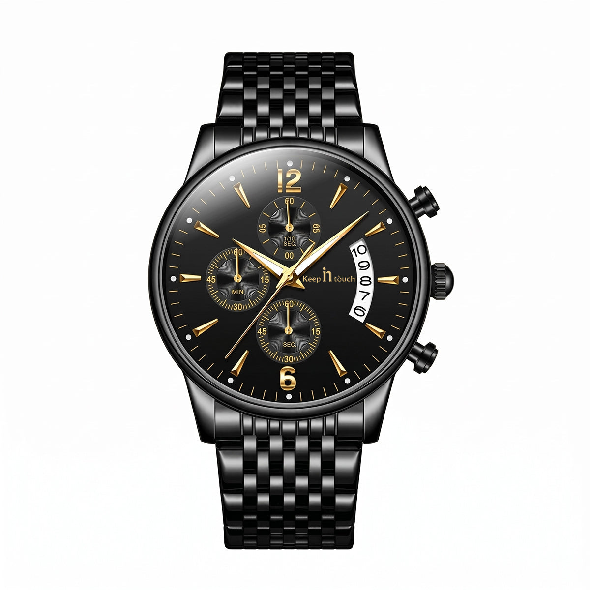 KnT-1020 Steel Chronograph Watch - Black-Blue