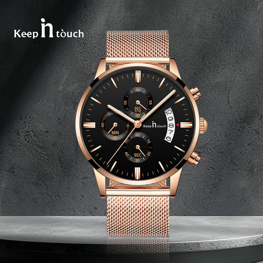 KnT-1024 Mesh Classic Watch - Rose Gold Black