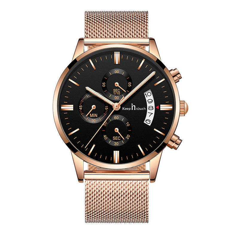 KnT-1024 Mesh Classic Watch - Rose Gold Black