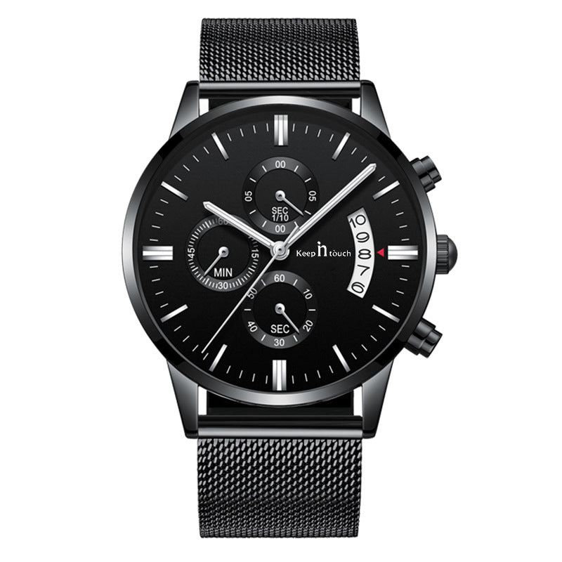 KnT-1024 Mesh Classic Watch - Black-Blue