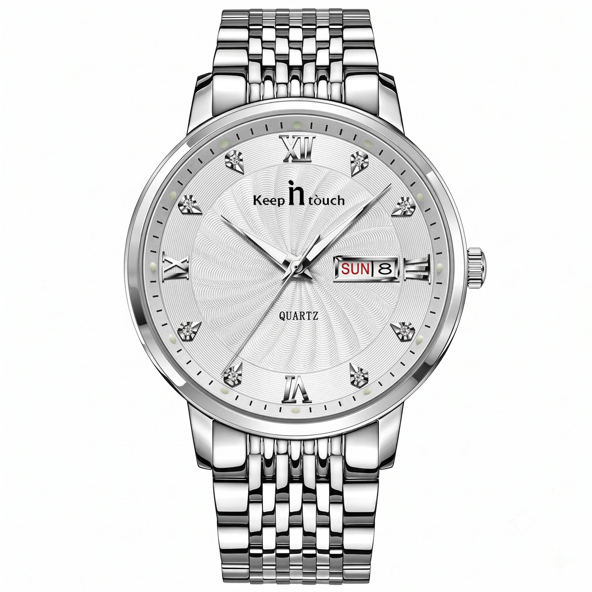 KnT-6617 Silver Black Watch - Silver