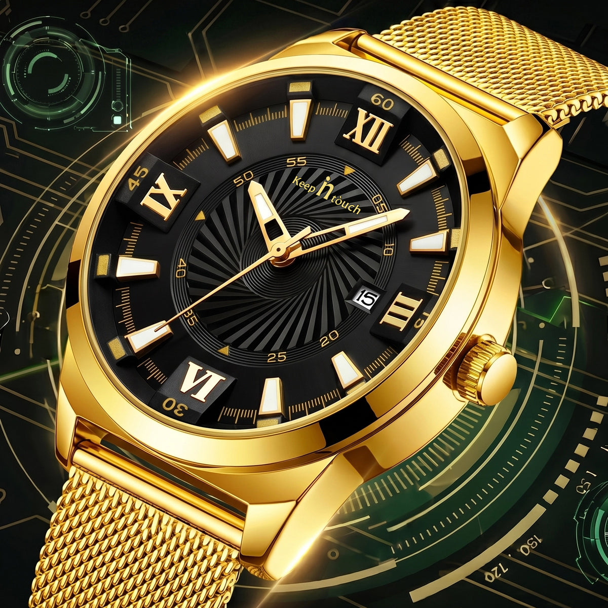 KnT-6615 Analog Watch - Gold Black