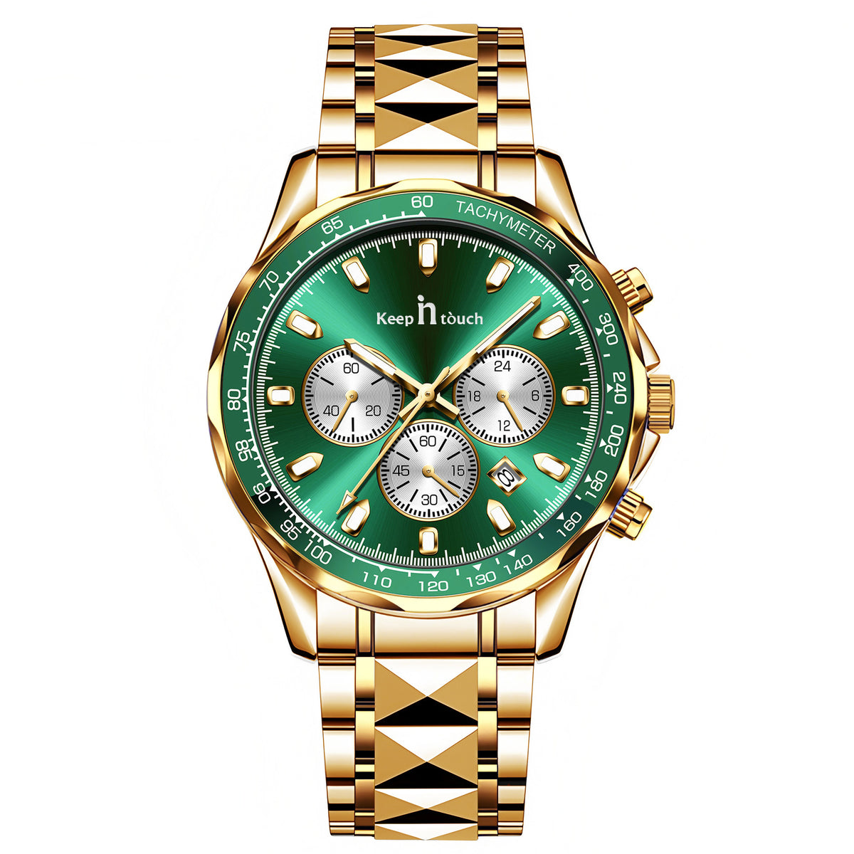 KnT-1027 Tachymeter Chronograph Watch - Gold Green