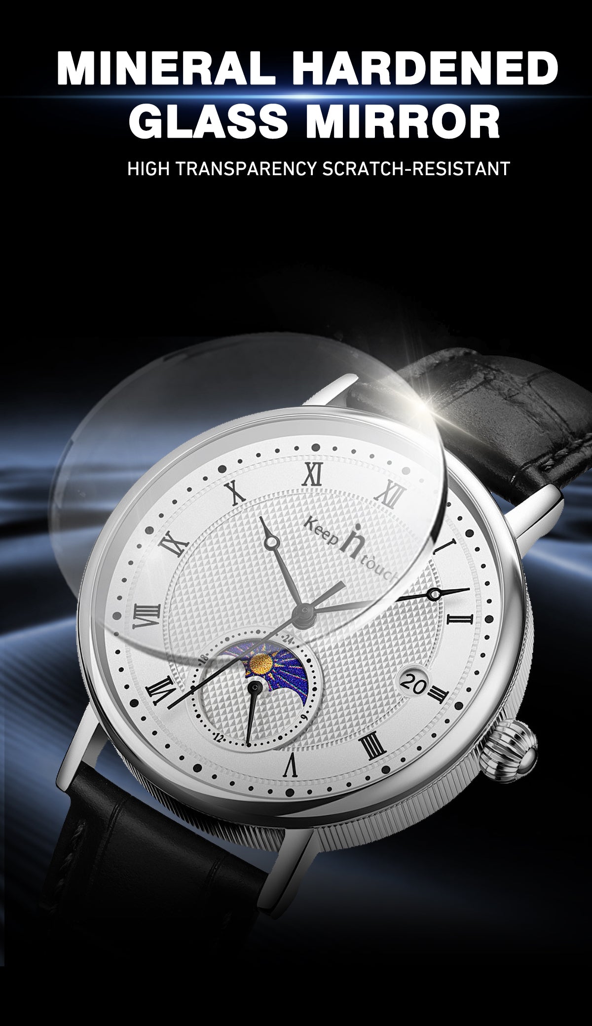 KnT-6620 Black Chronograph Watch - Black Silver