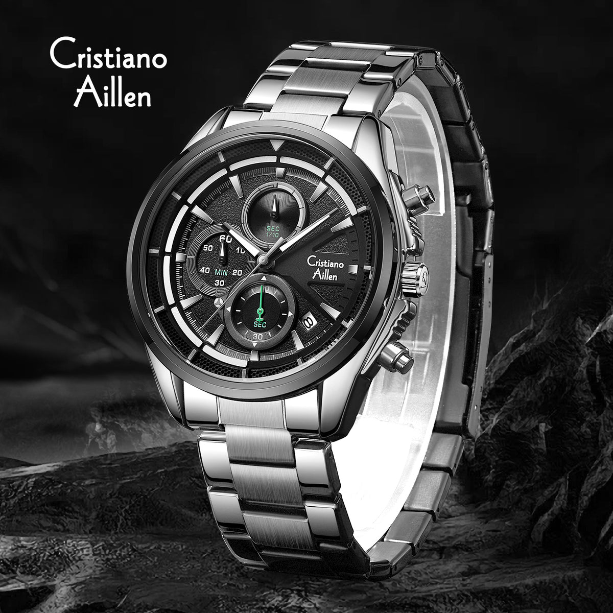 CA-8890 Multifunction Analog Watch - Silver Black