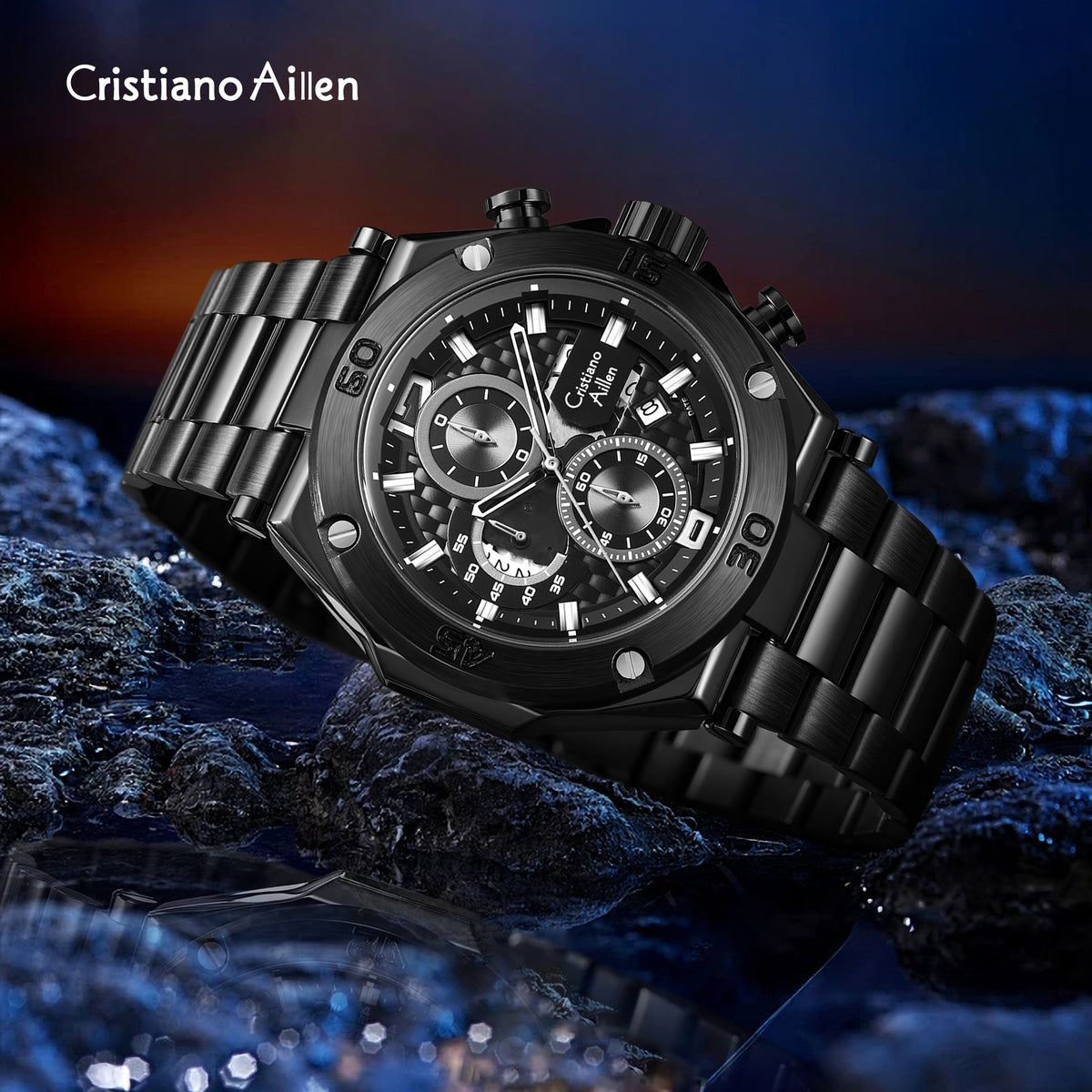 CA-9839 Chronograph Watch - Black-Blue