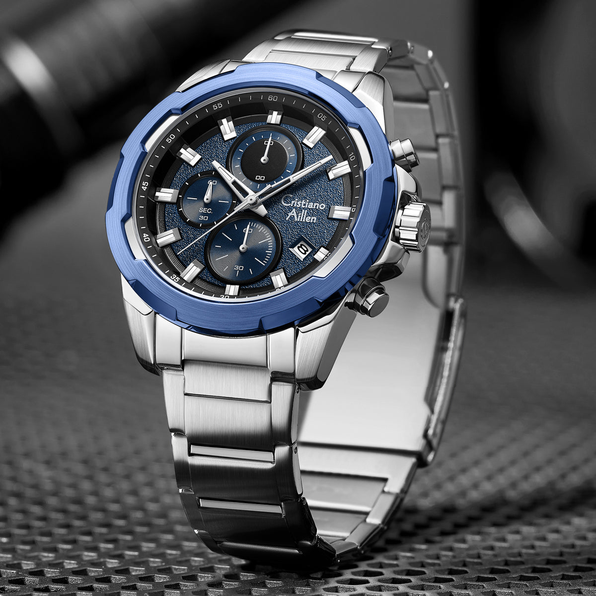 CA-8888 47mm Chronograph Watch - Silver Blue