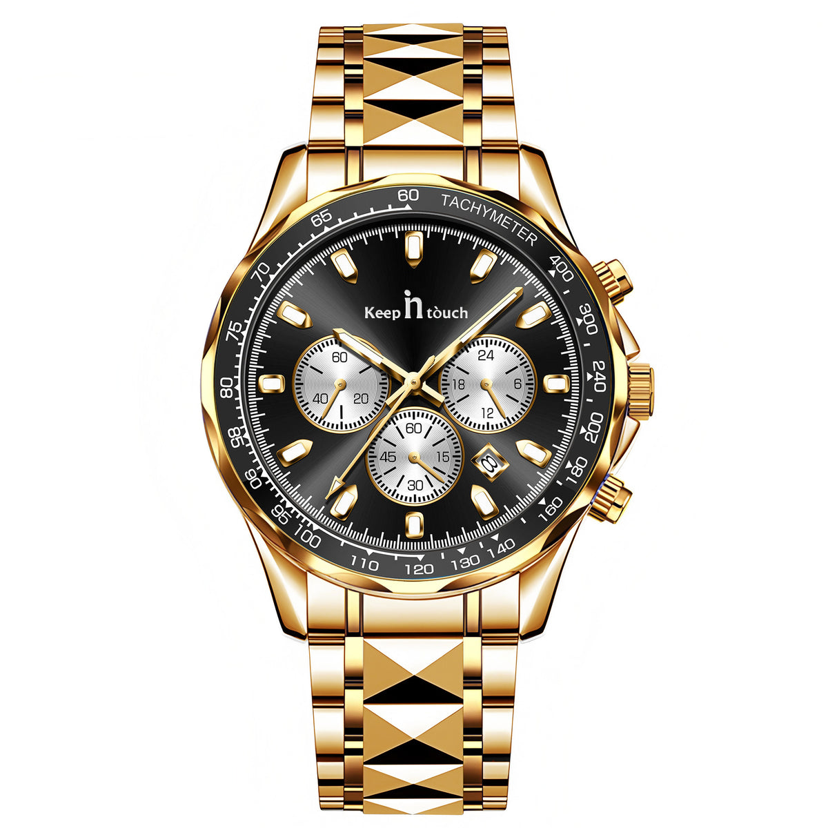 KnT-1027 Tachymeter Chronograph Watch - Black Gold