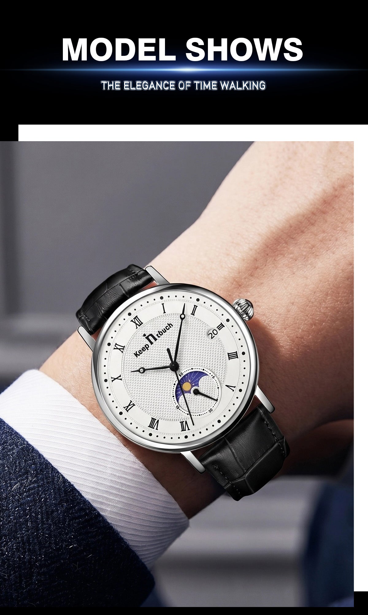 KnT-6620 Black Chronograph Watch - Black Silver