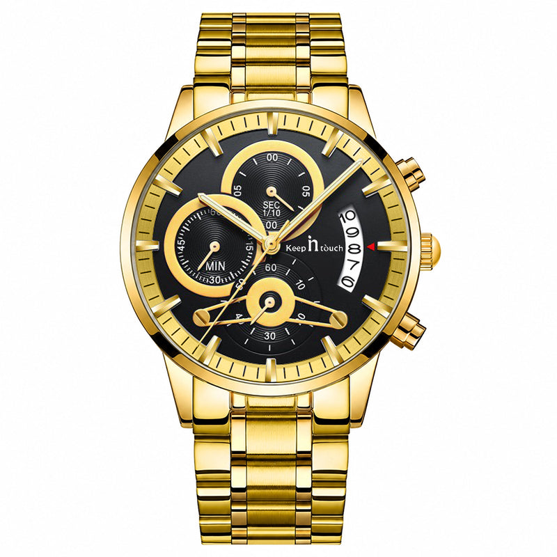 KnT-1025 Moonphase Chronograph Watch - Black Gold