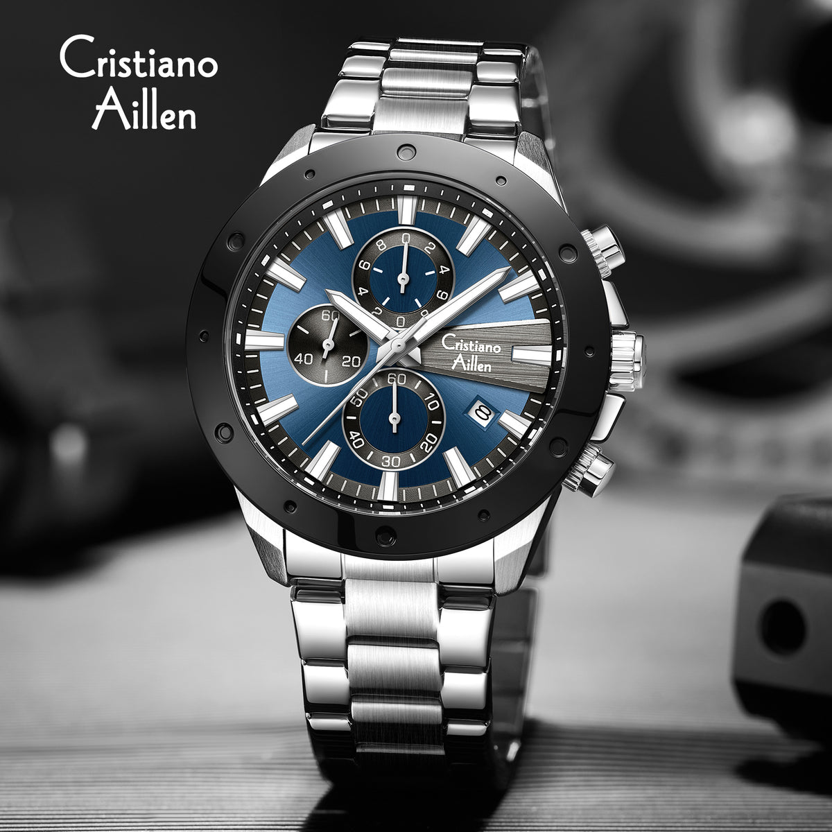 CA-8897 Chronograph Watch - Silver Blue