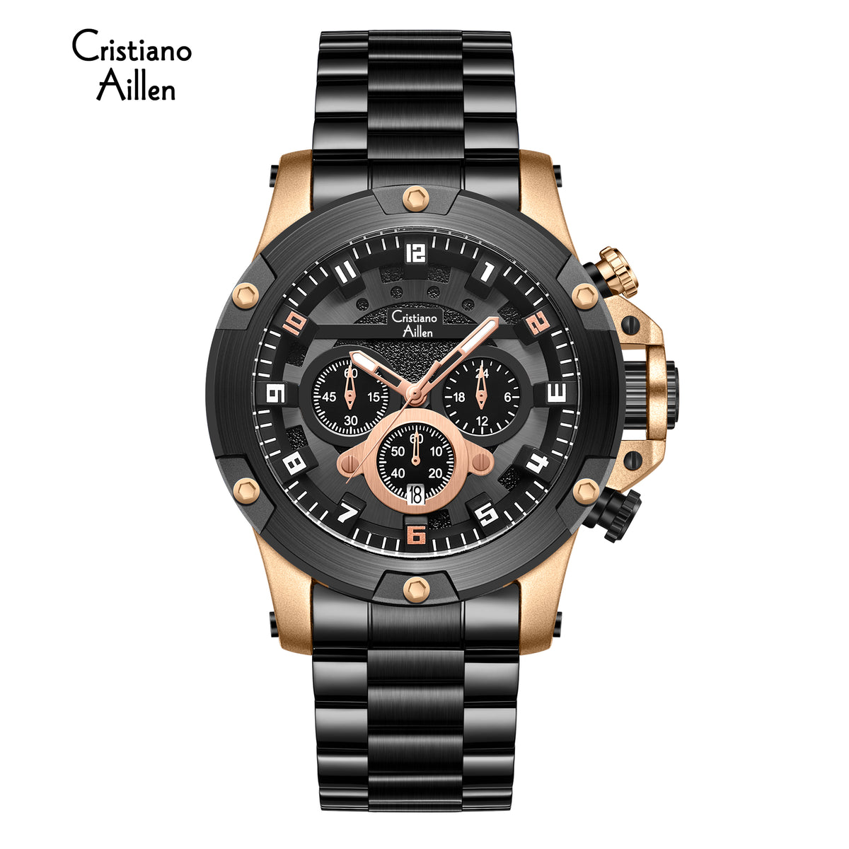CA-9838 Multifunction Chronograph Watch - Black Rose Gold