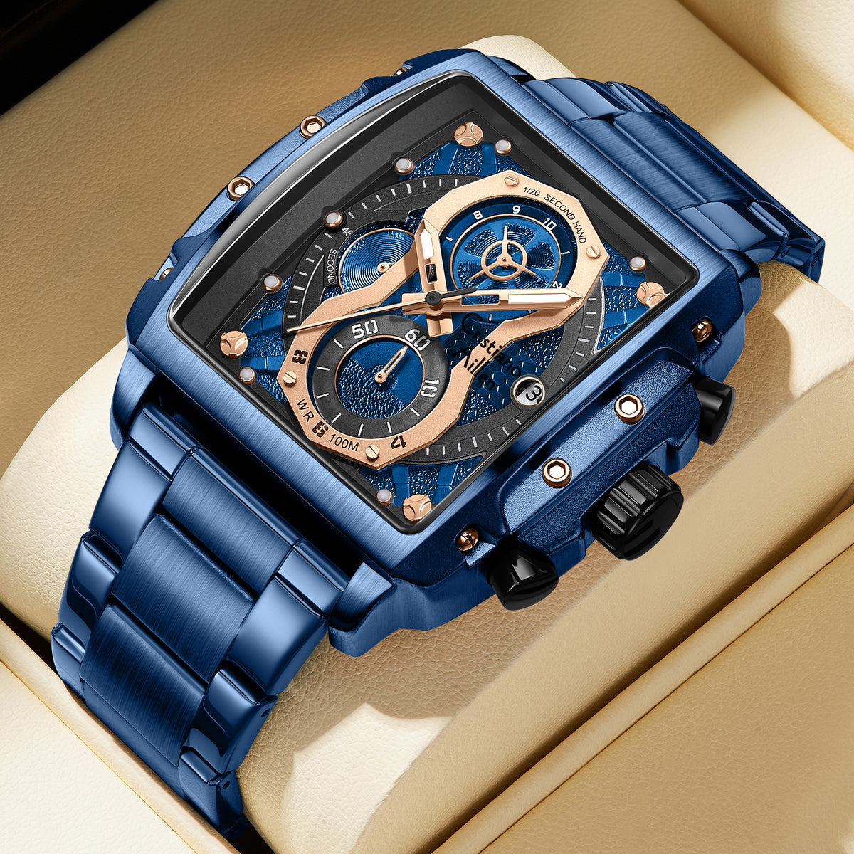 CA-8916 Chronograph Watch - Blue Rose Gold