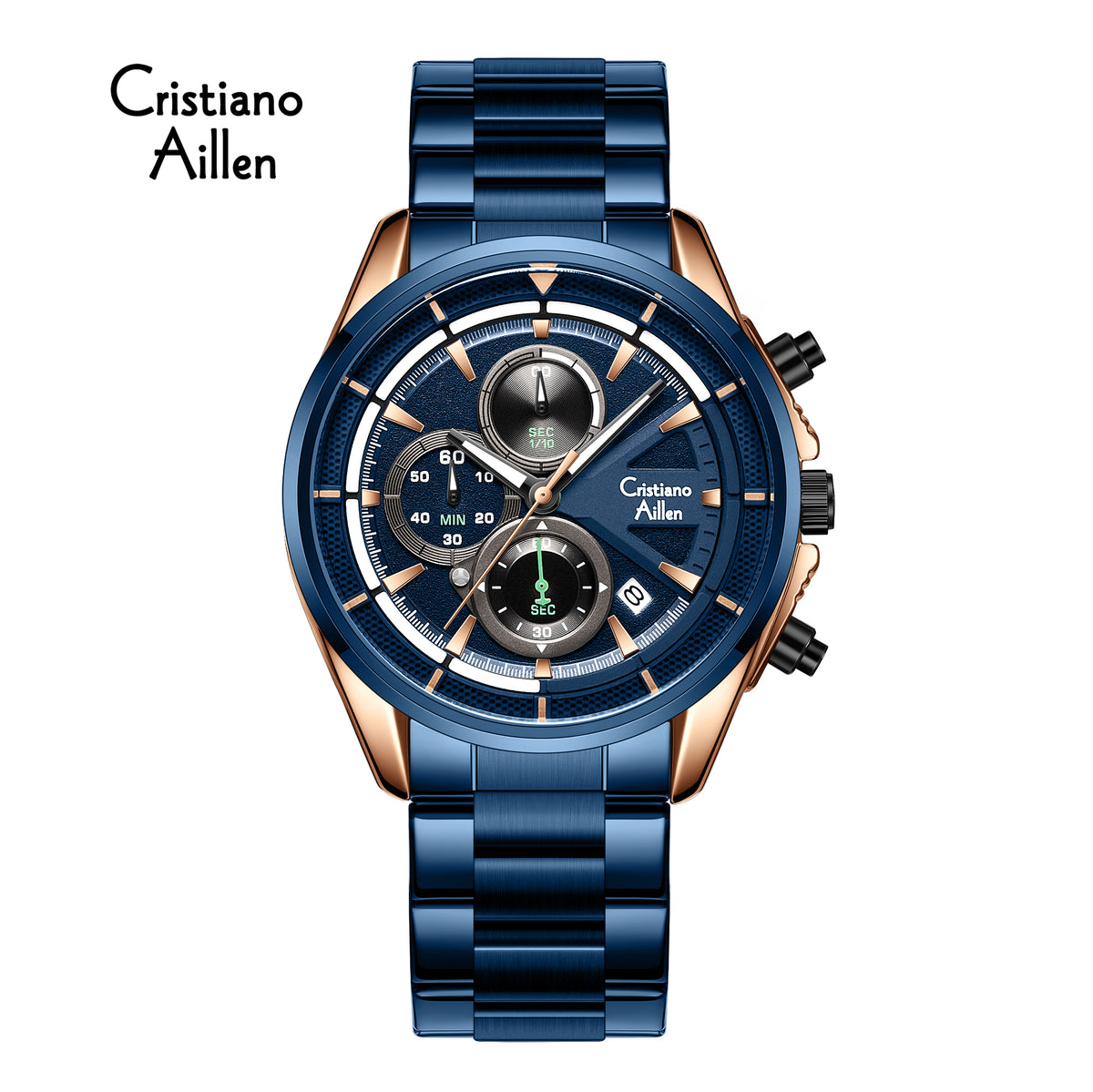 CA-8890 Multifunction Analog Watch - Blue Rose Gold