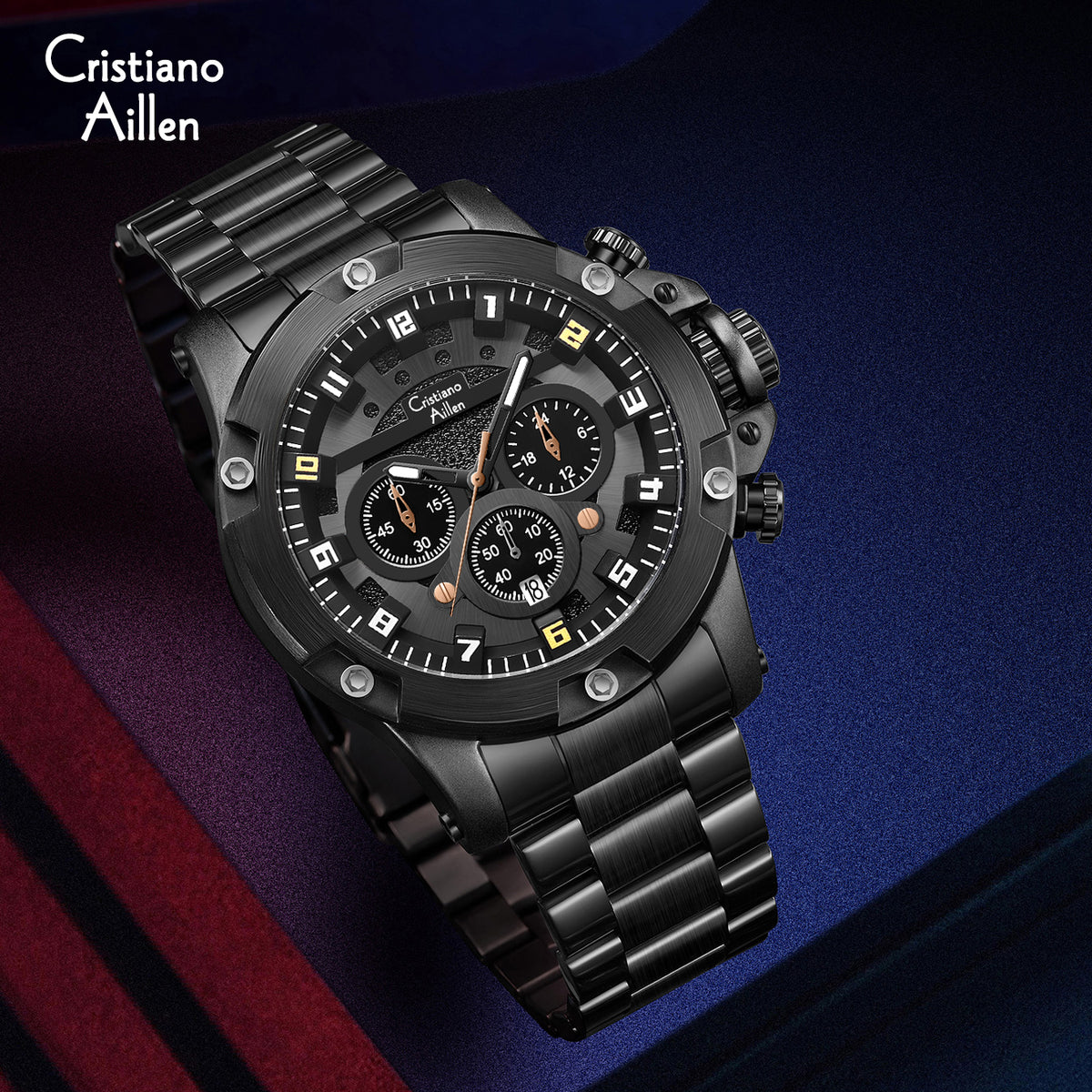 CA-9838 Multifunction Chronograph Watch - Black-Blue