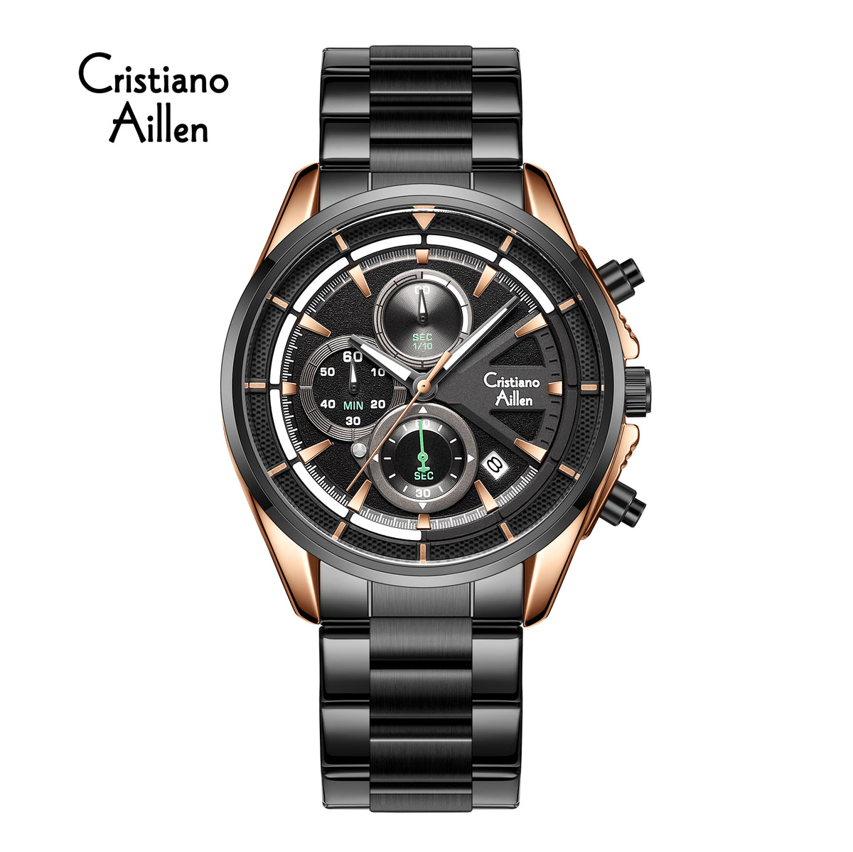 CA-8890 Multifunction Analog Watch - Black Rose Gold