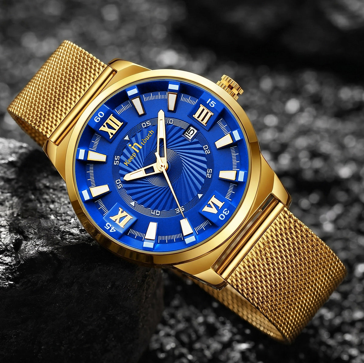 KnT-6615 Analog Watch - Gold Blue