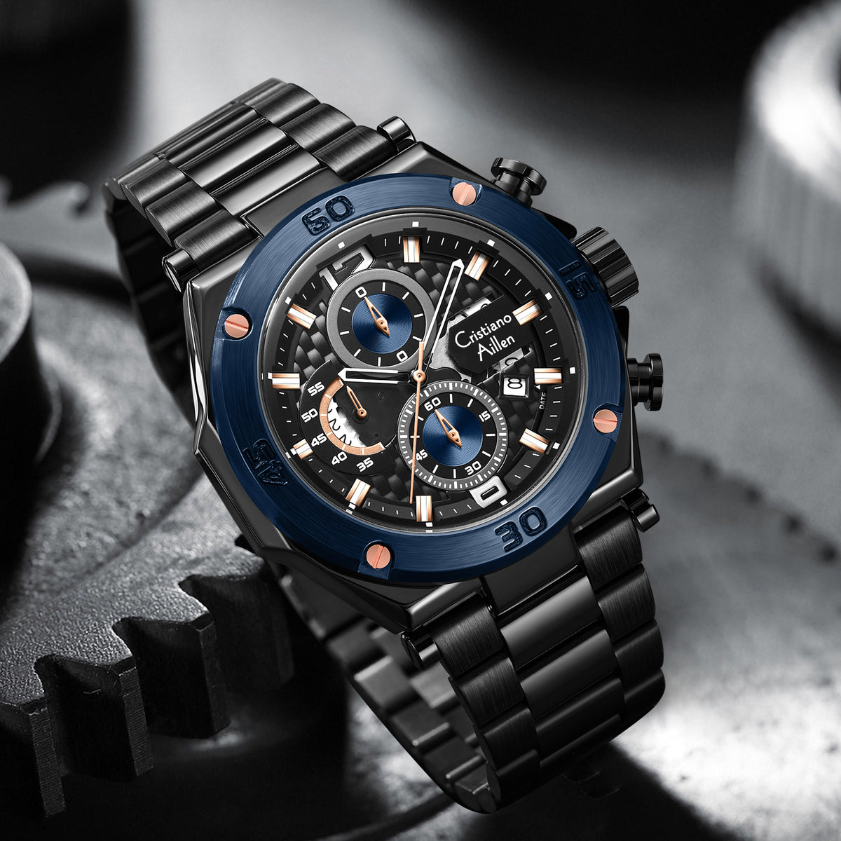 CA-9839 Chronograph Watch - Black Blue