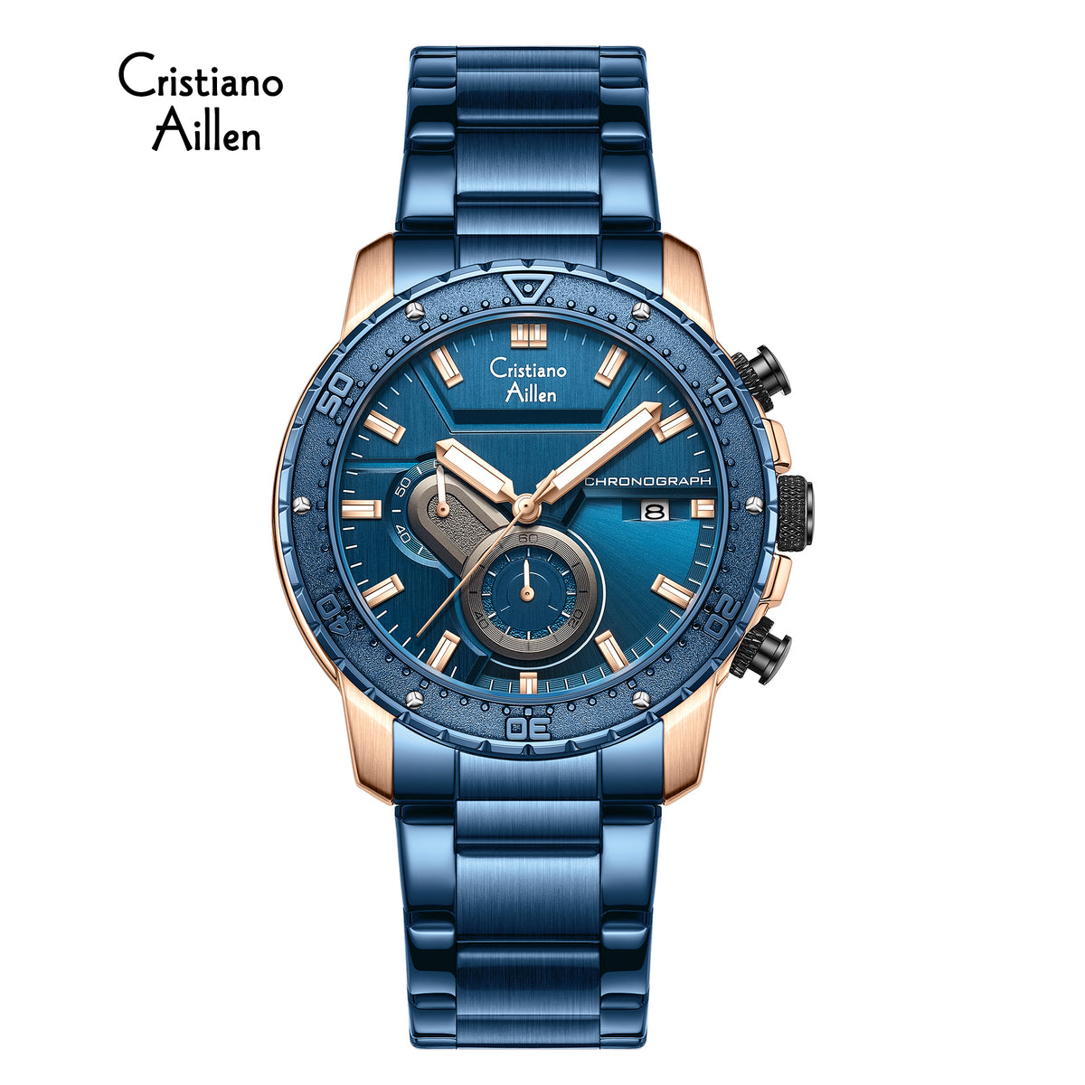 CA-8900 Chronograph Watch - Blue Rose Gold