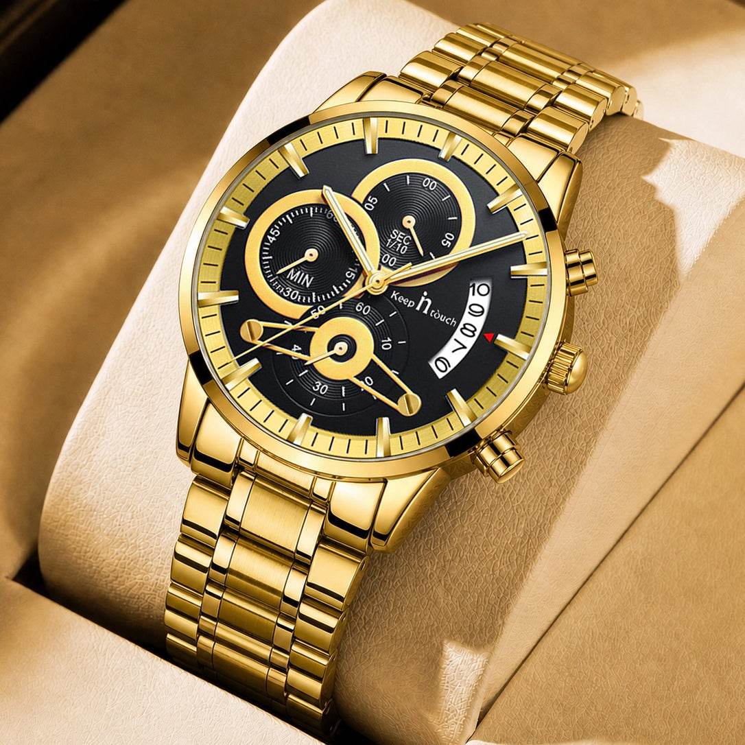 KnT-1025 Moonphase Chronograph Watch - Black Gold