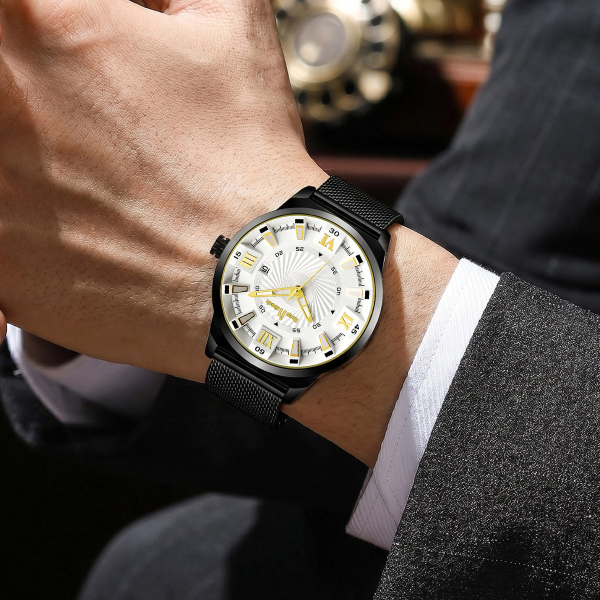 KnT-6615 Analog Watch - Black Silver