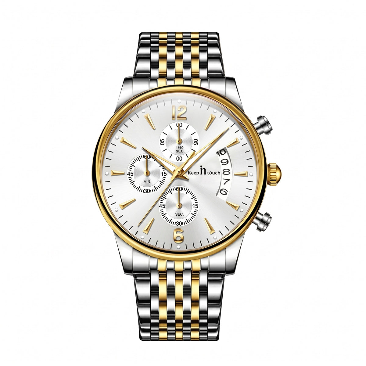 KnT-1020 Steel Chronograph Watch - Silver Gold White