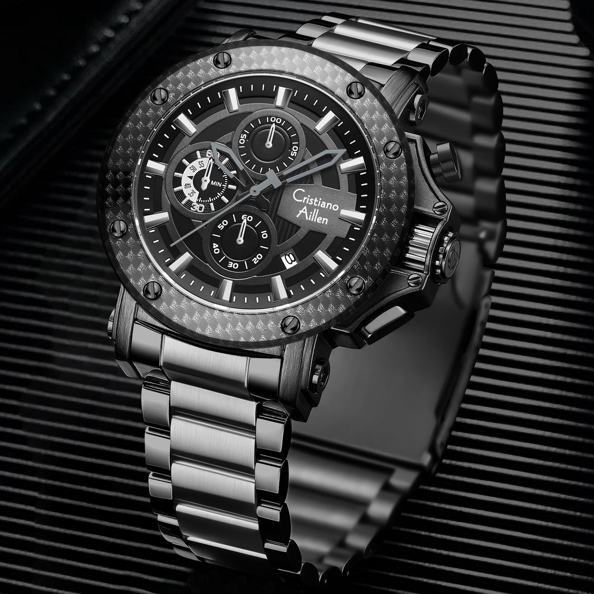 CA-9842 Chronograph Watch - Black-Blue