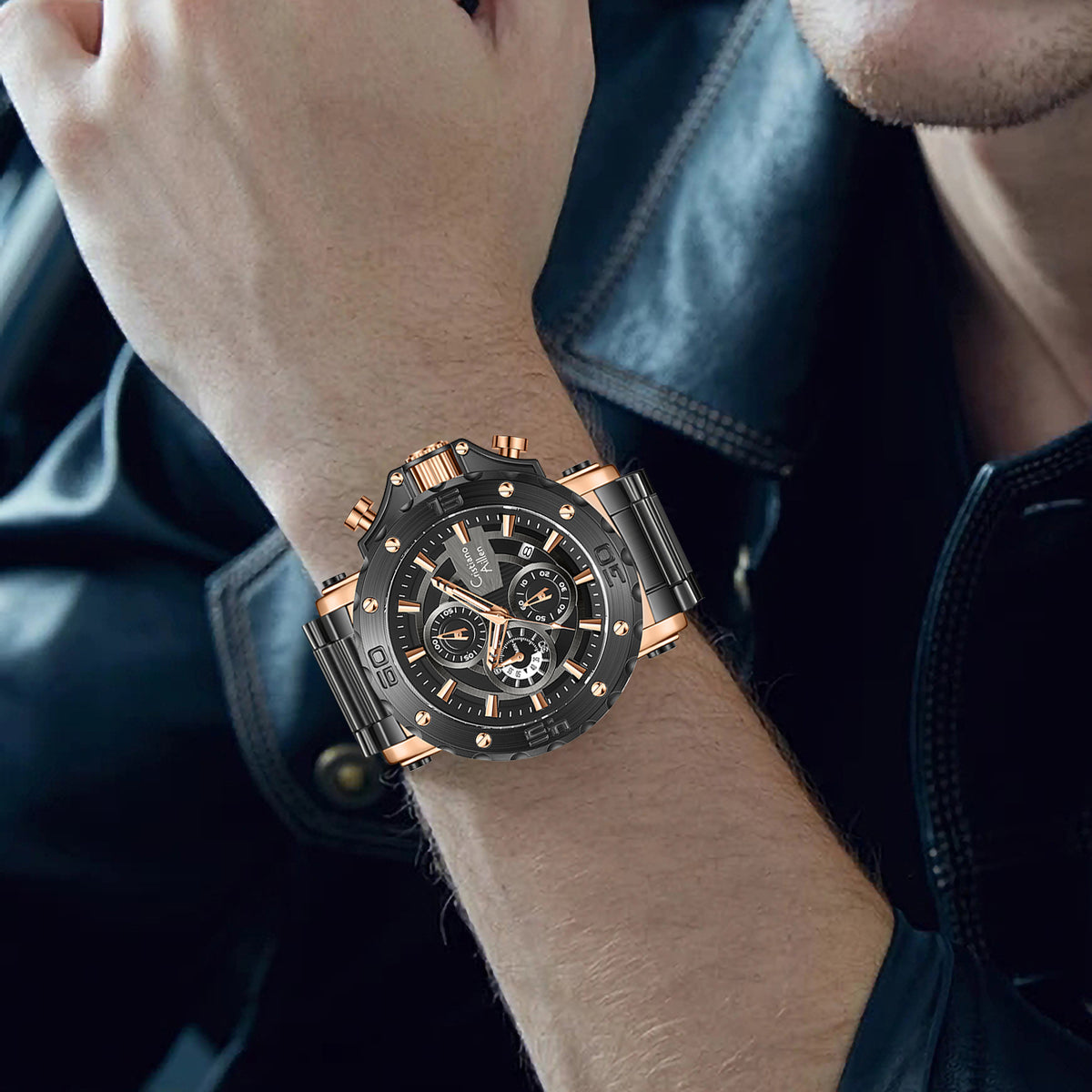 CA-9841 Chronograph Watch - Black Rose Gold