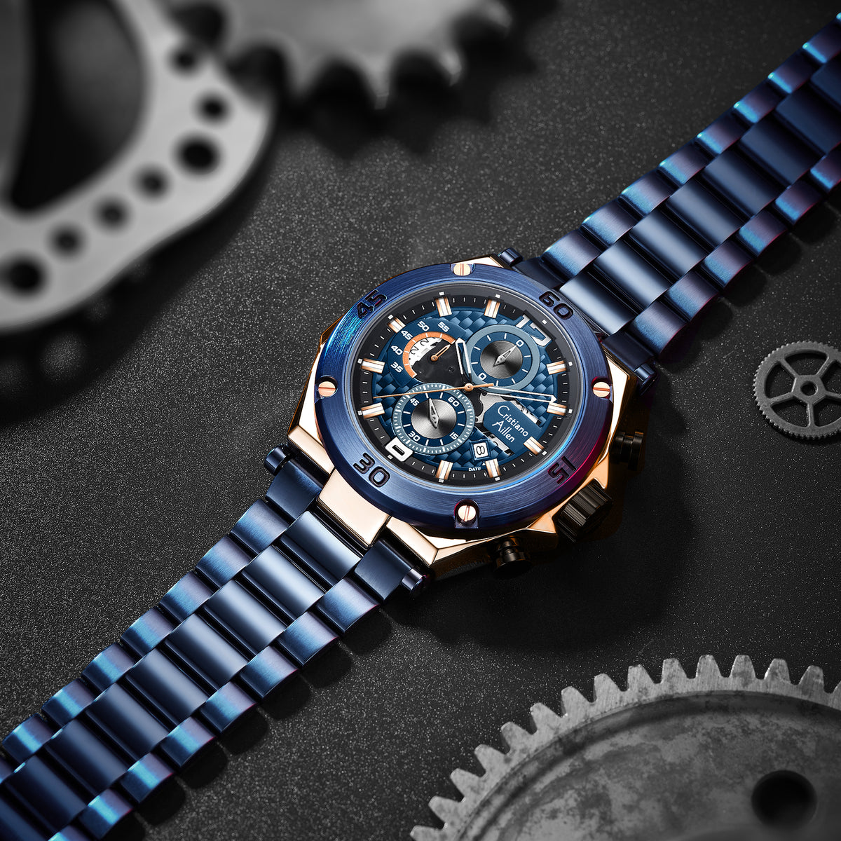 CA-9839 Chronograph Watch - Blue Rose Gold