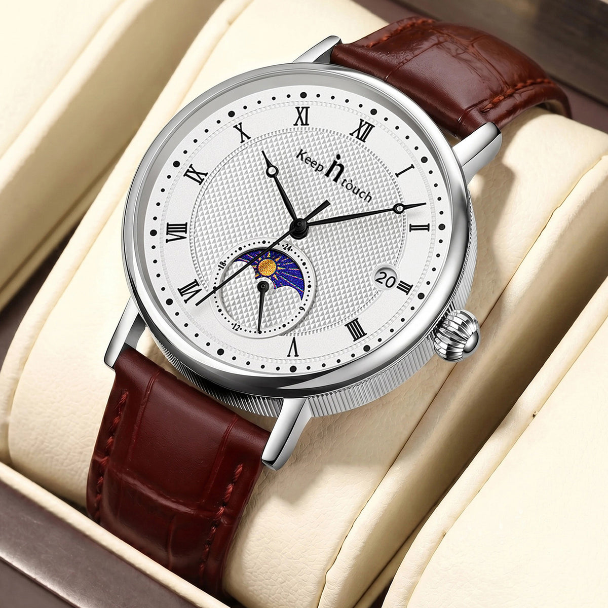 KnT-6620 Black Chronograph Watch - Brown Silver