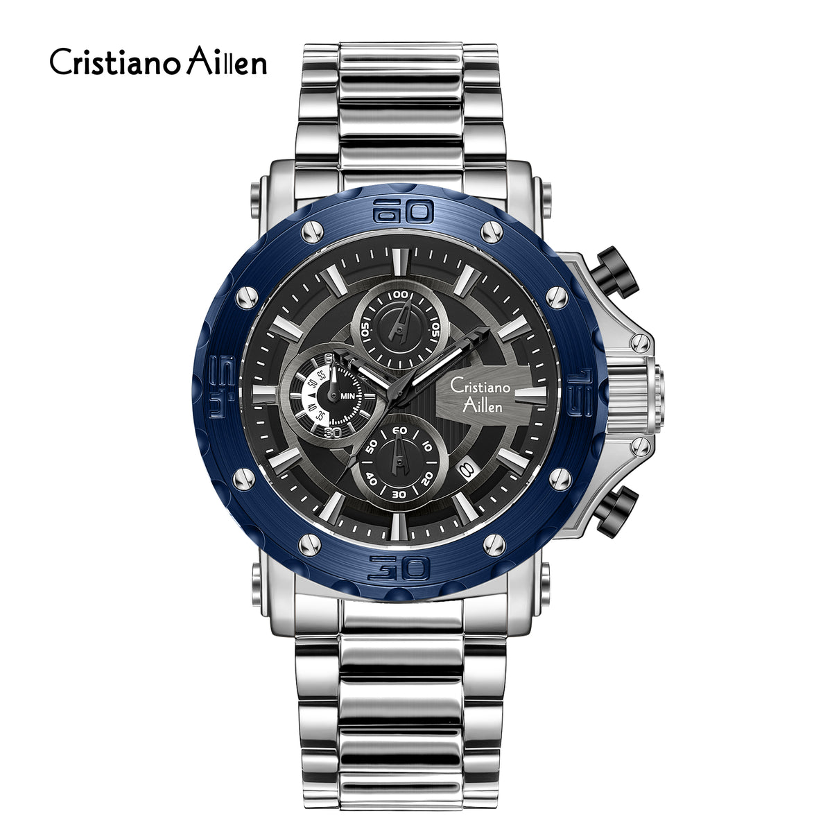 CA-9841 Chronograph Watch - Silver Blue