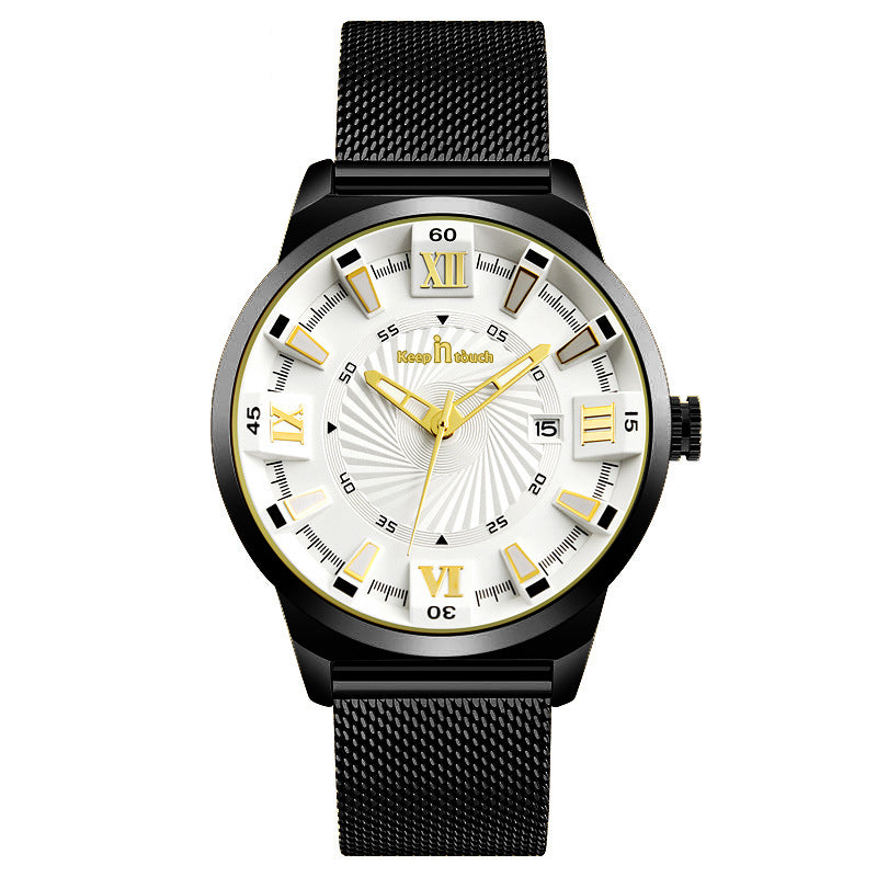 KnT-6615 Analog Watch - Black Silver