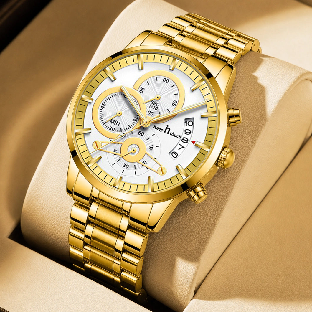 KnT-1025 Moonphase Chronograph Watch - Gold White