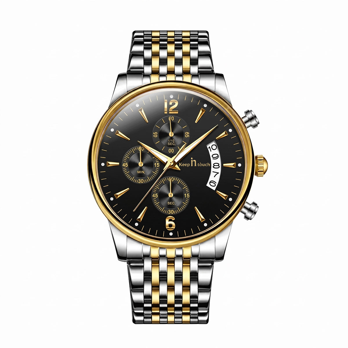 KnT-1020 Steel Chronograph Watch - Silver Gold Black