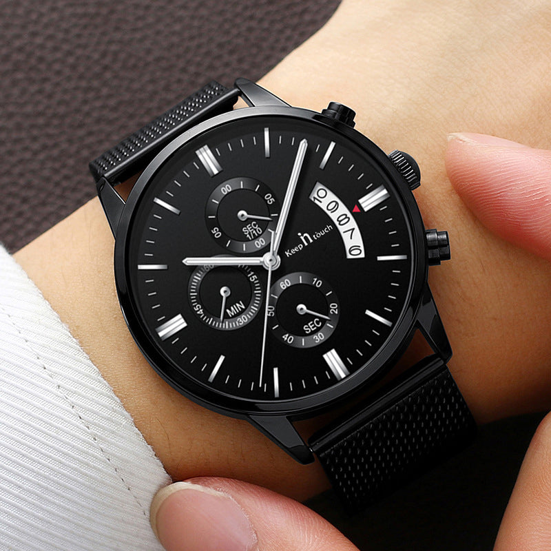 KnT-1024 Mesh Classic Watch - Black-Blue