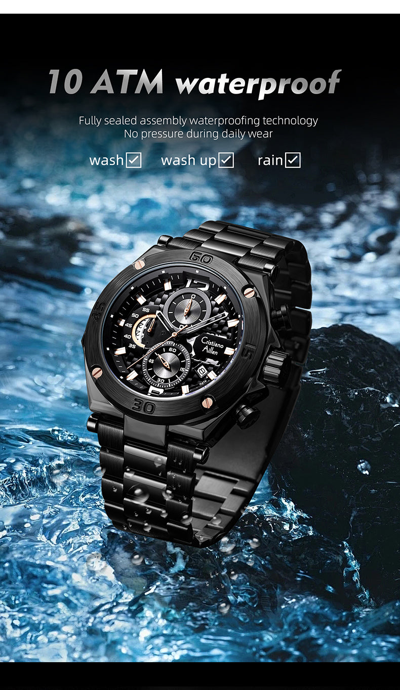 CA-9839 Chronograph Watch - Black-Blue