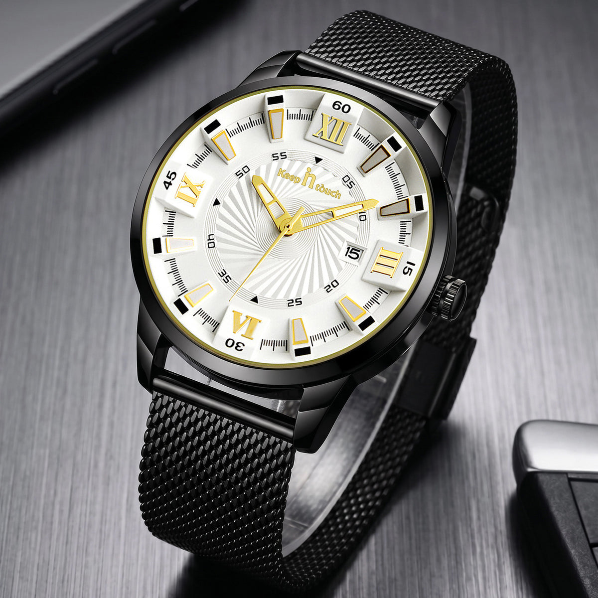 KnT-6615 Analog Watch - Black Silver