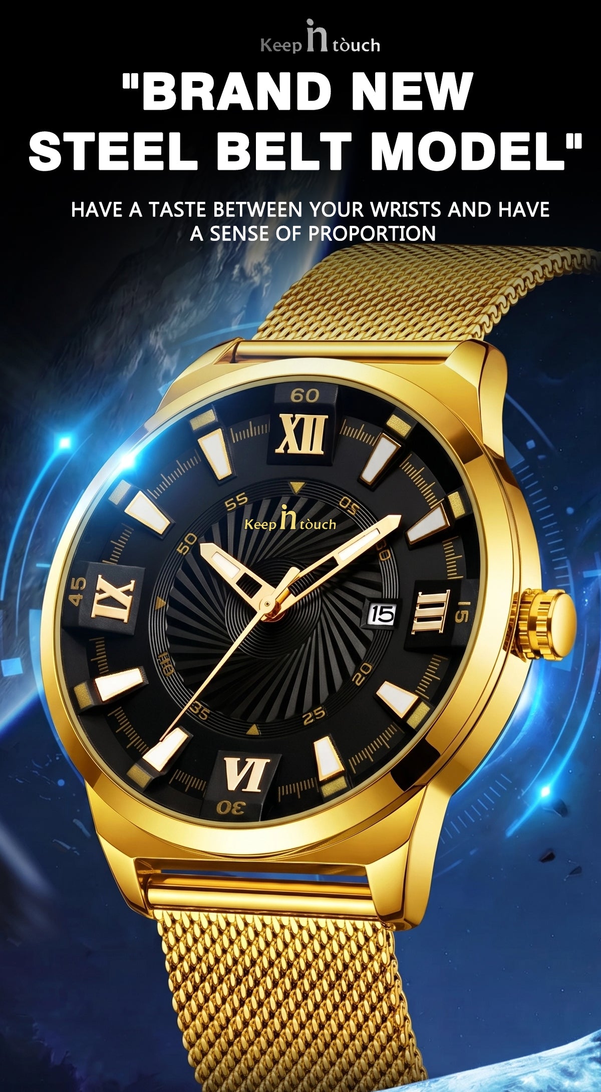 KnT-6615 Analog Watch - Gold Black