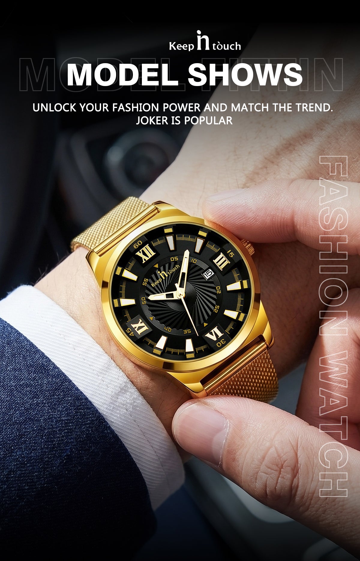 KnT-6615 Analog Watch - Gold Black