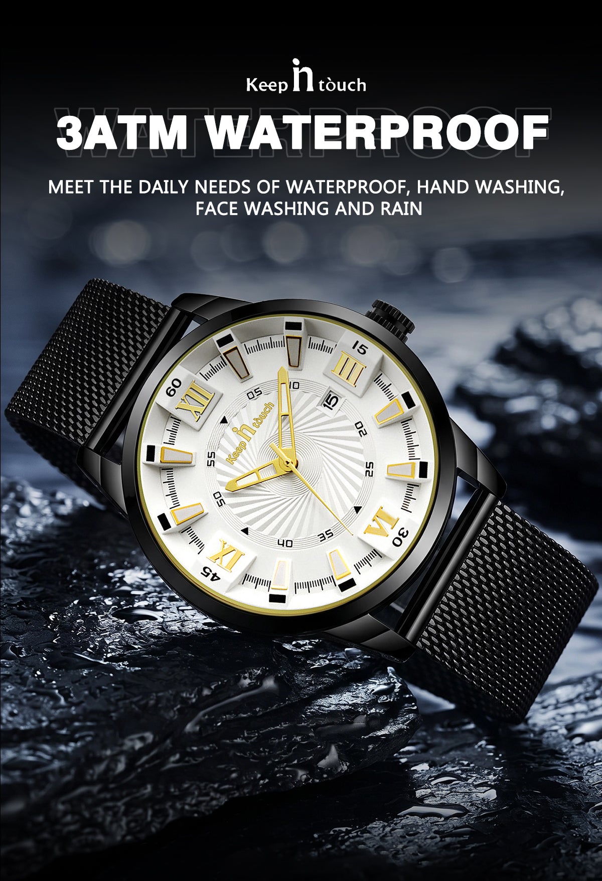 KnT-6615 Analog Watch - Black Silver