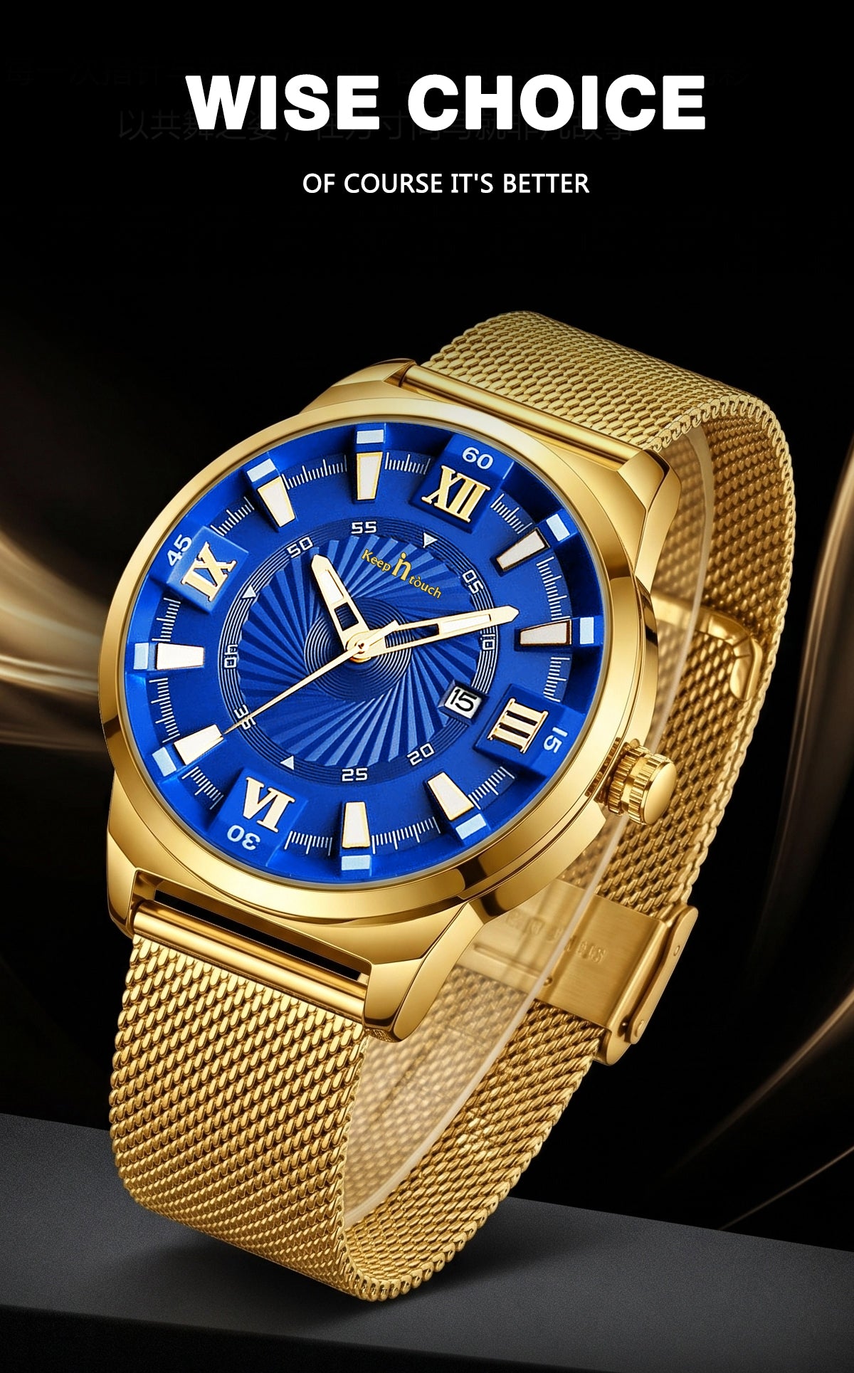KnT-6615 Analog Watch - Gold Blue