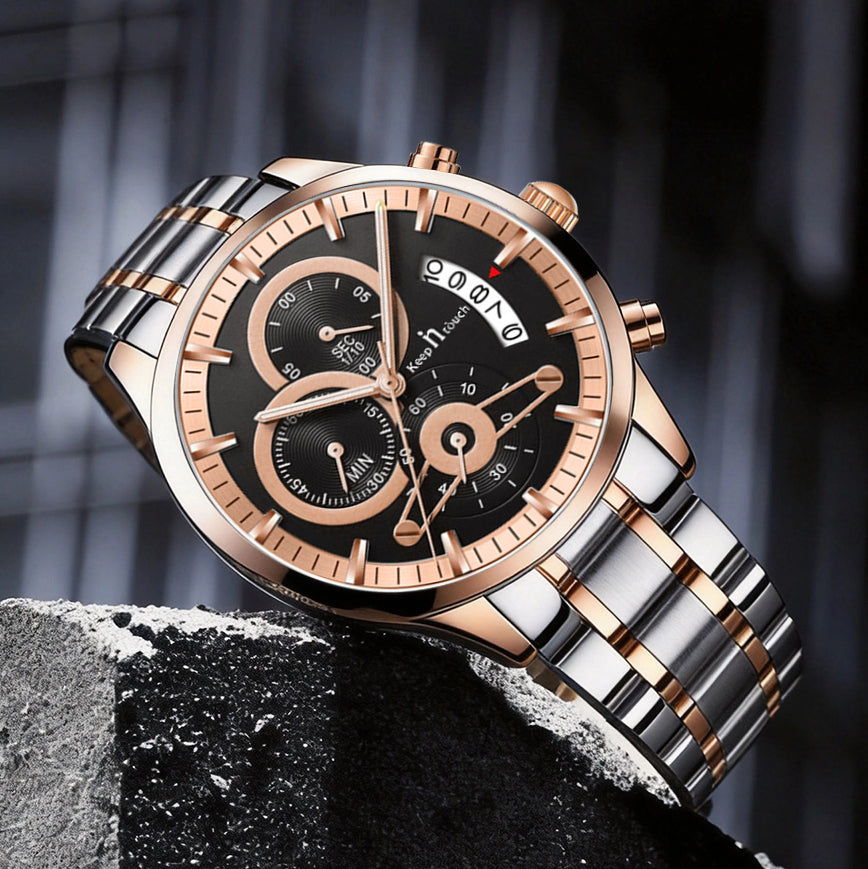 KnT-1025 Moonphase Chronograph Watch - Black