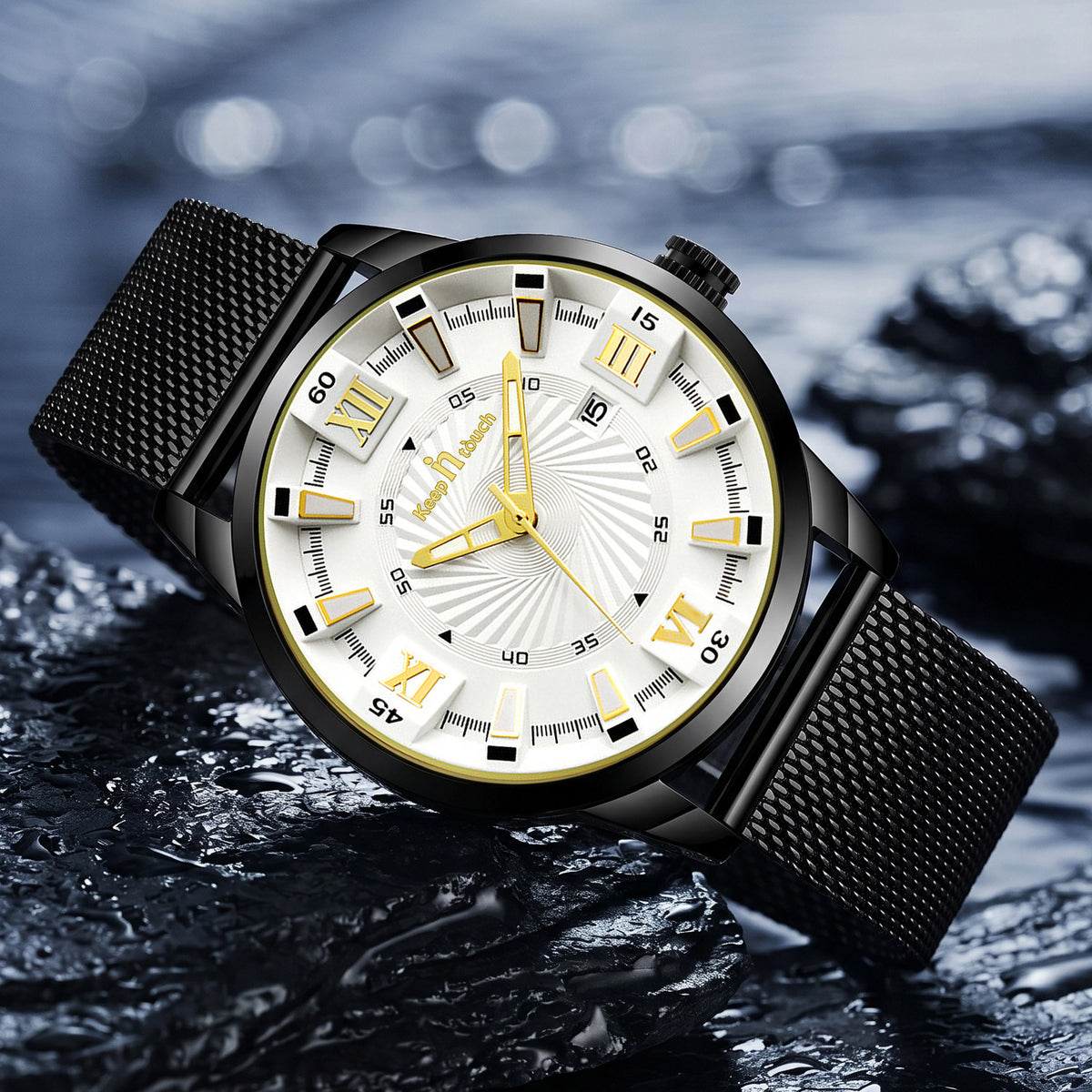 KnT-6615 Analog Watch - Black Silver