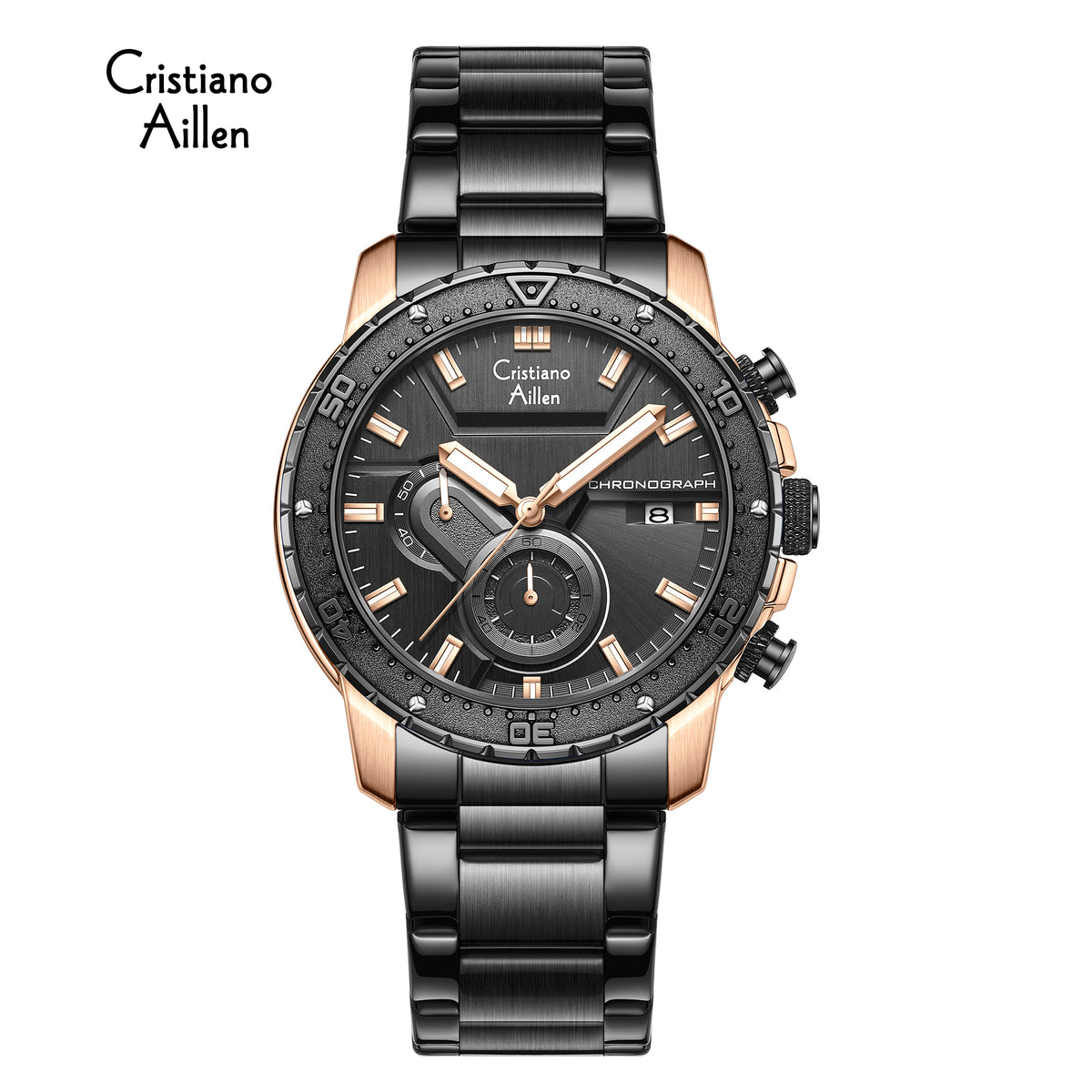 CA-8900 Chronograph Watch - Black Rose Gold