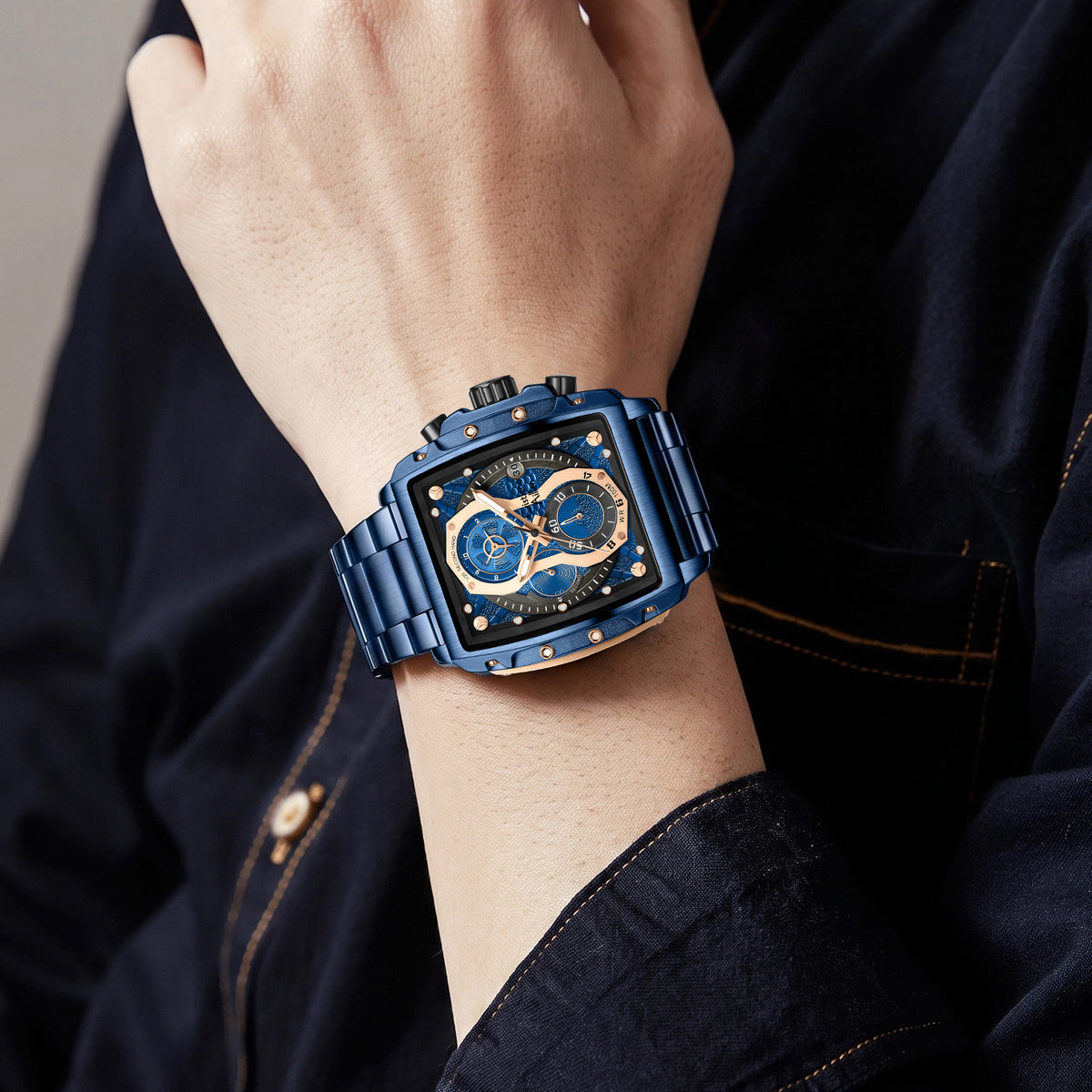 CA-8916 Chronograph Watch - Blue Rose Gold