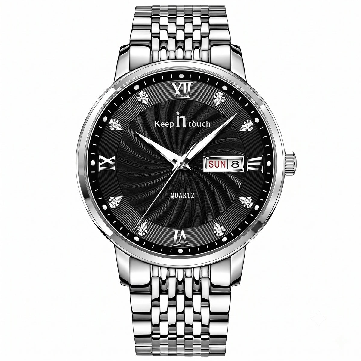 KnT-6617 Silver Black Watch - Silver Black