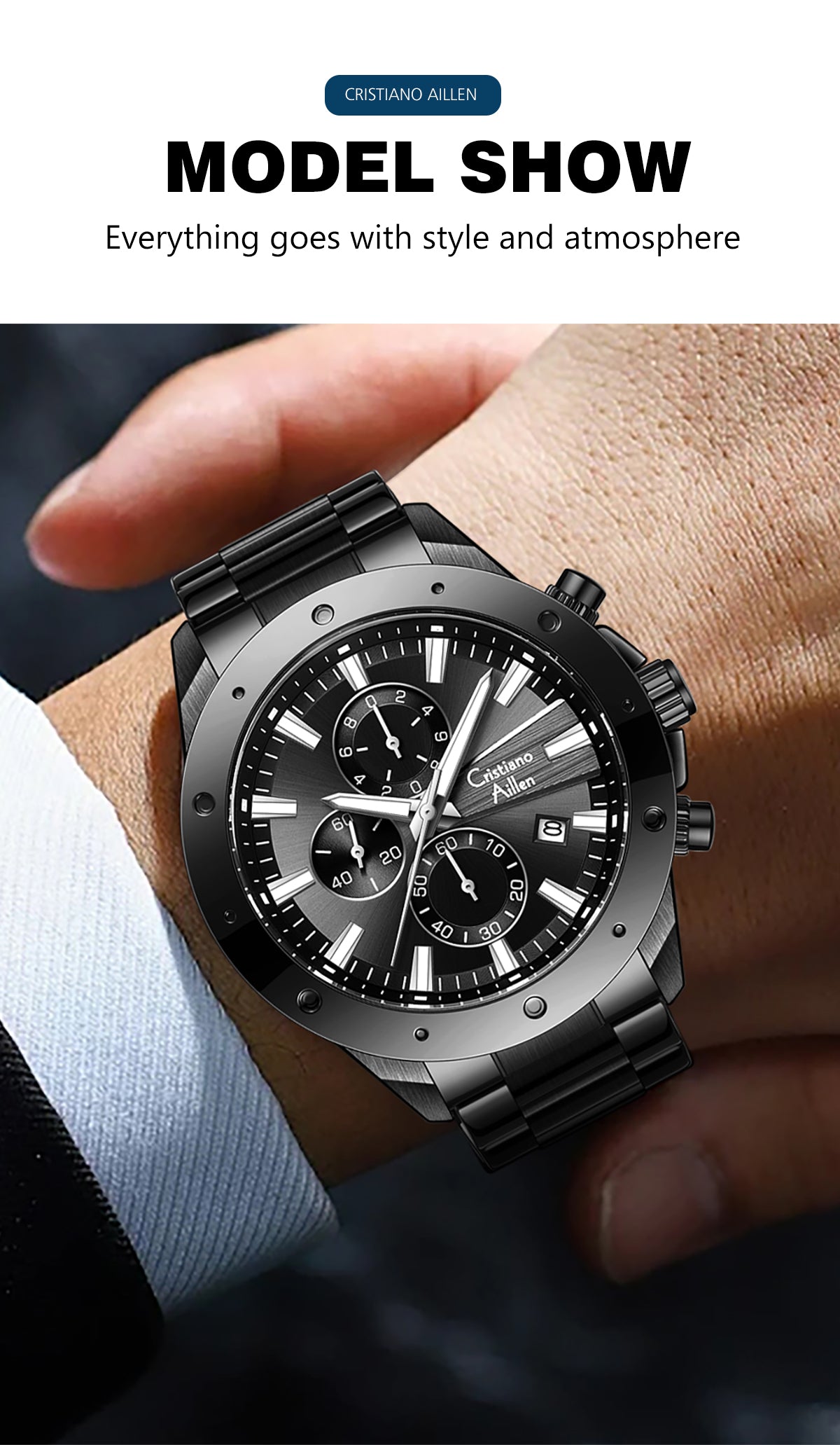 CA-8897 Chronograph Watch - Black-Blue