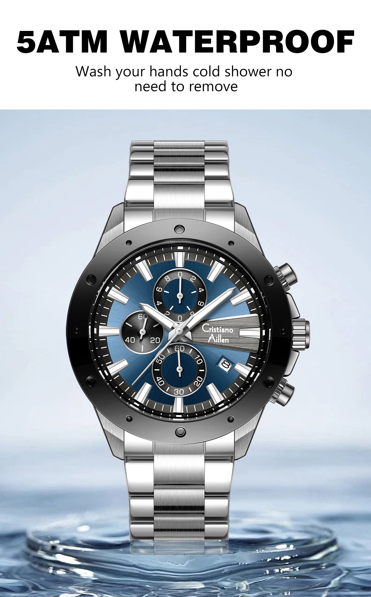 CA-8897 Chronograph Watch - Silver Blue