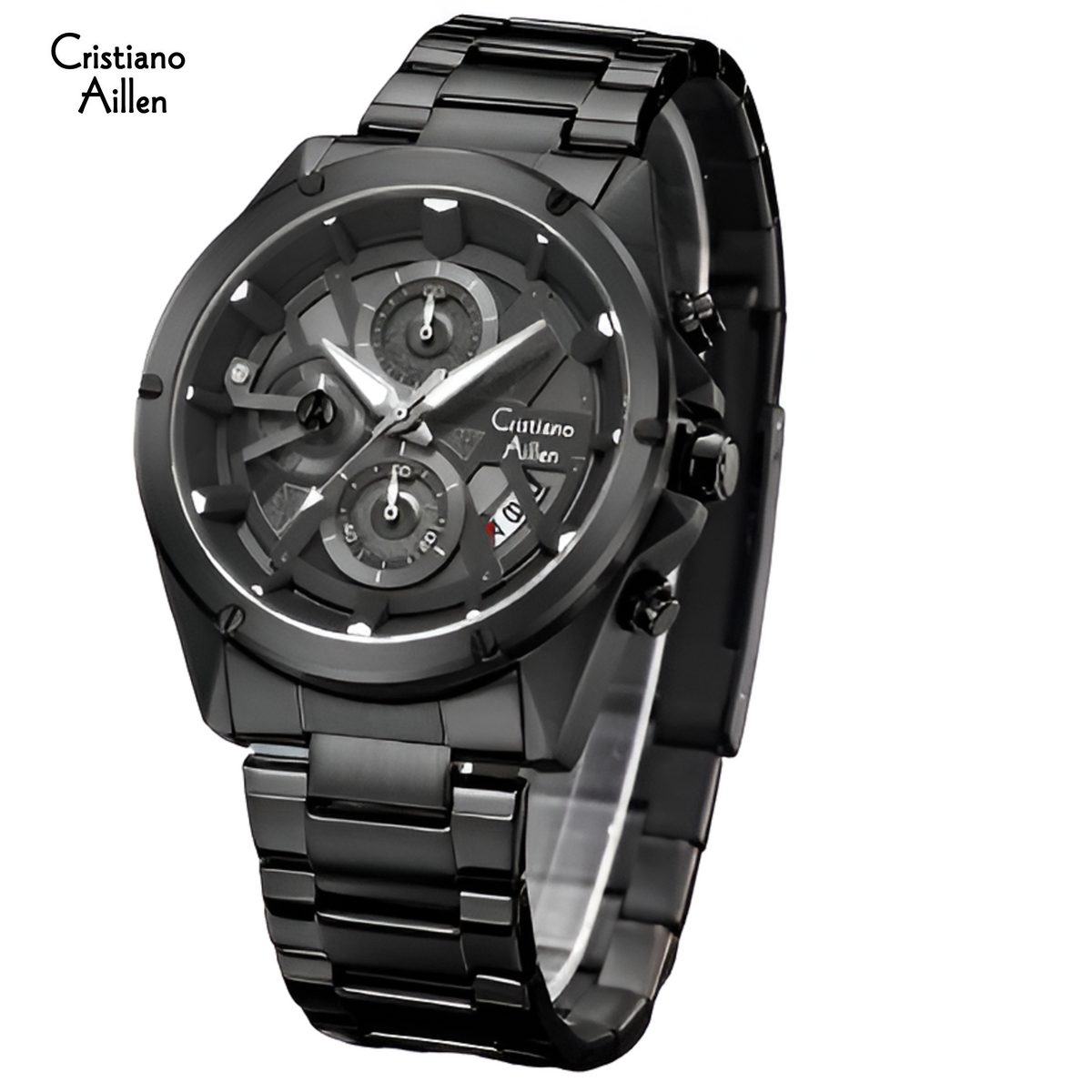 CA-8895 Metal Bracelet Chronograph Watch - Black-Blue
